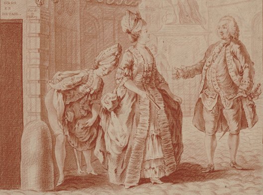 L. Bonnet, d'après S. Leclerc, A beau cacher, estampe, XVIIIe siècle, BnF/Gallica (détail)