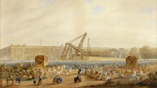 Cayrac, Erection de l'Obélisque en 1836, aquarelle, 1837, Musée de la Marine
