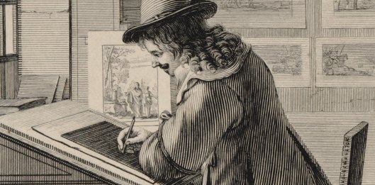 Abraham Bosse, L'atelier du graveur au burin et à l'eaue-forte (détail), 1643, BnF/Gallica