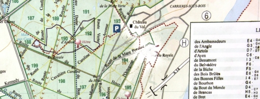 Détail de la carte de la forêt de Saint-Germain-en-Laye au lieu dit de la "Grille Royal"