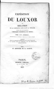 Expédition du Louxor, par J.-P. Angelin, Paris, librairie Thomine, 1833