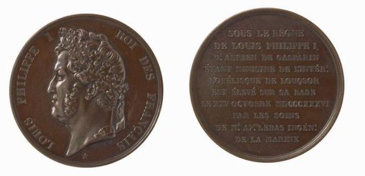 Barre, Médaille commémorant l'érection de l'obélisque de Louqsor, 1836, BnF/Gallica