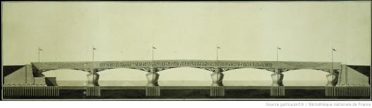 Boullée, Projet du pont de la place Louis XV assujetti aux données de celui de Mr. Perronet, dessin, 1787, Gallica/BnF
